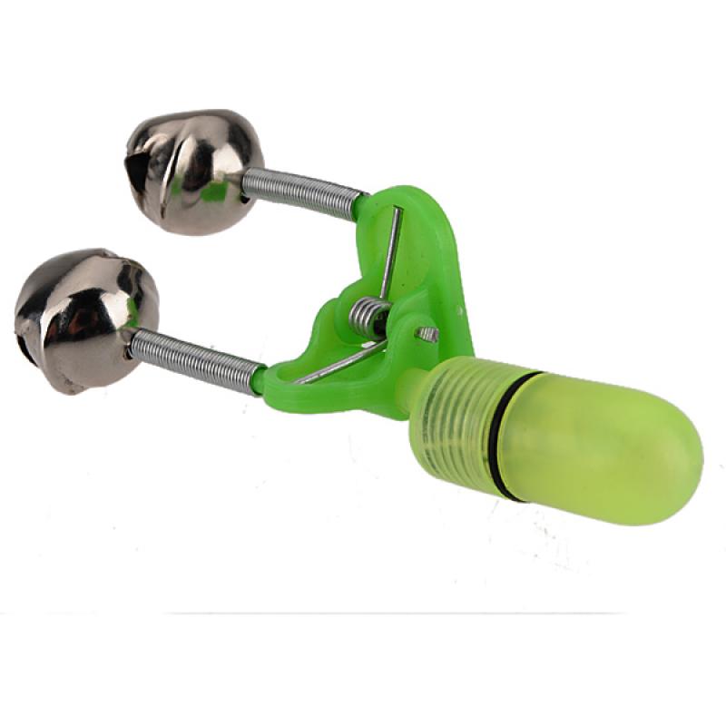 New Brand Fishing Rod Tip LED Light Clip Twin Bells Bite Alarm