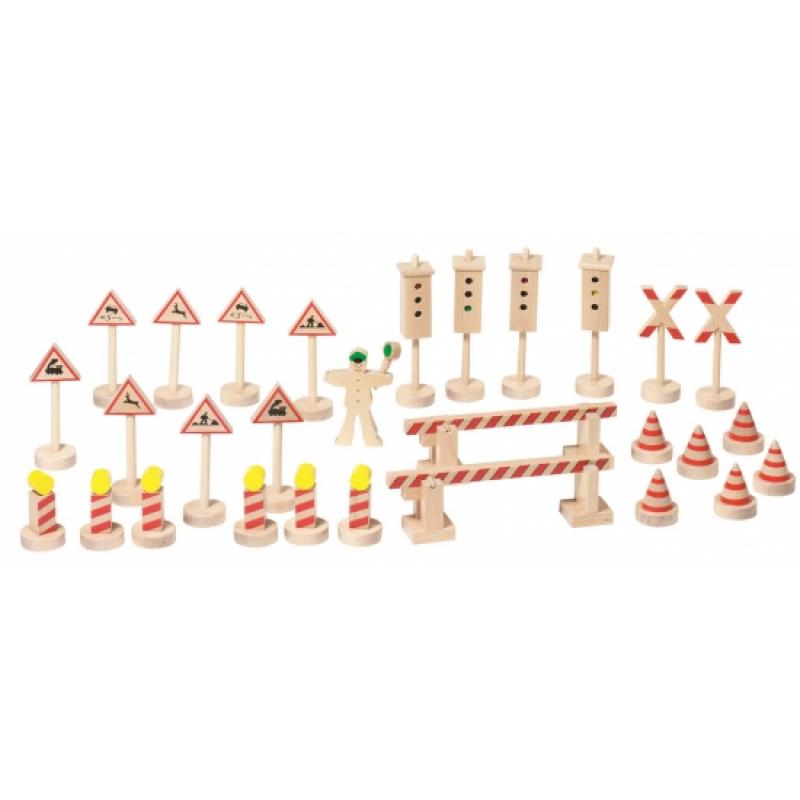 Verkeersborden van hout 29 stuks Bandana winkel Houten speelgoed