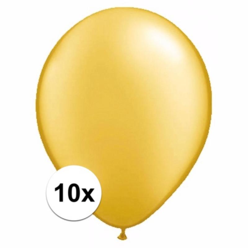 Shoppartners Metallic gouden ballonnetjes 10 stuks Feestartikelen diversen