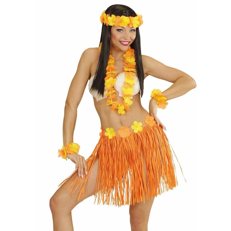 Carnavalskostuum winkel Oranje Hawaii verkleedset voor dames Verkleedaccessoires