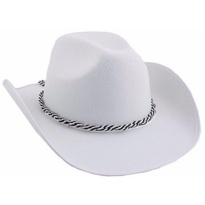 Feest hoeden Witte cowboyhoeden met koord