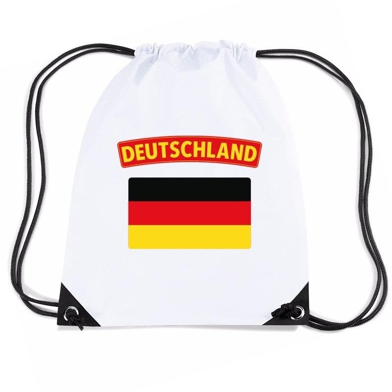 Landen versiering en vlaggen Shoppartners Duitsland nylon rugzak wit met Duitse vlag