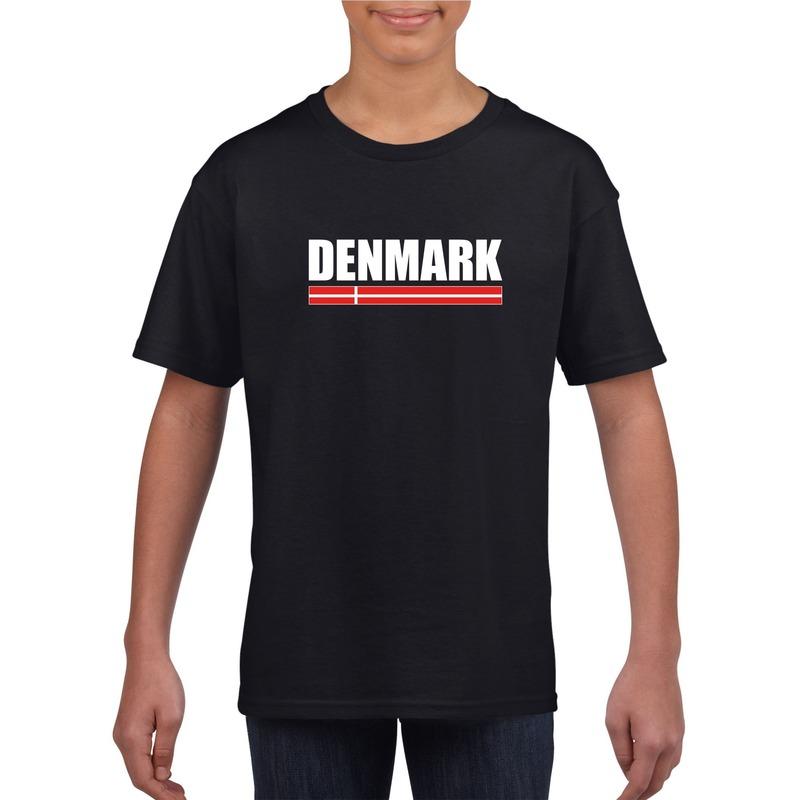 Shoppartners Zwart Denemarken supporter t shirt voor kinderen Landen versiering en vlaggen
