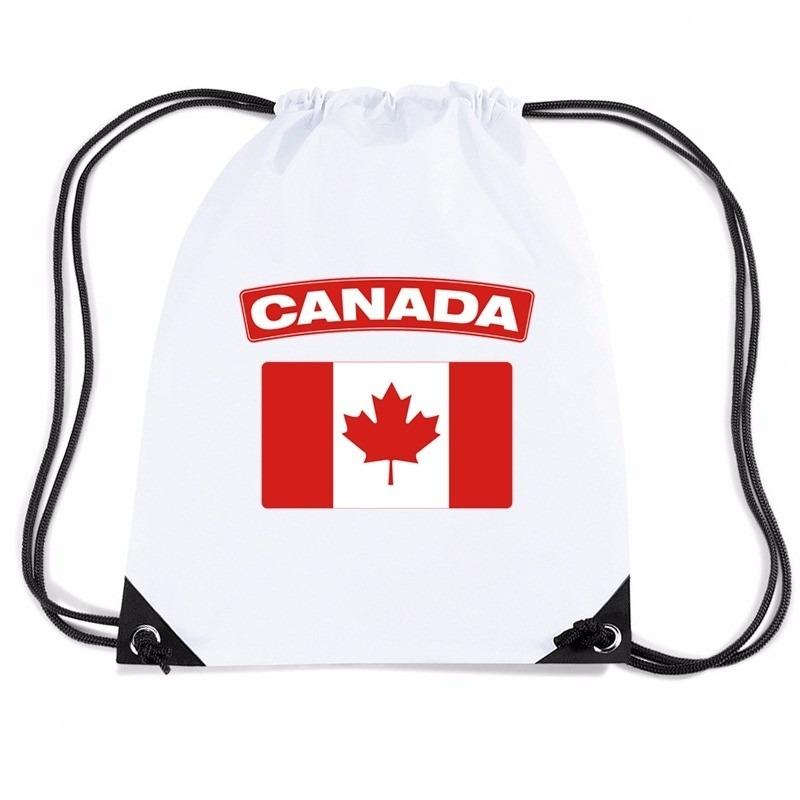 Shoppartners Canada nylon rugzak wit met Canadese vlag Landen versiering en vlaggen