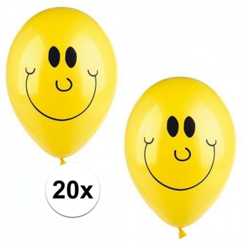 Feestartikelen diversen Smiley helium balonnen 20 stuks geel
